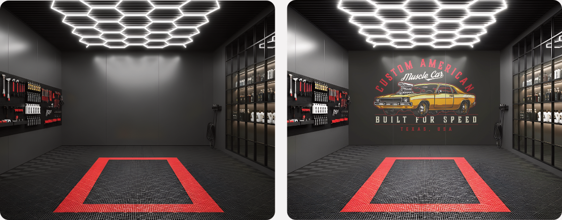 Oil Change Service Garage Wall Mural Branding Visualization